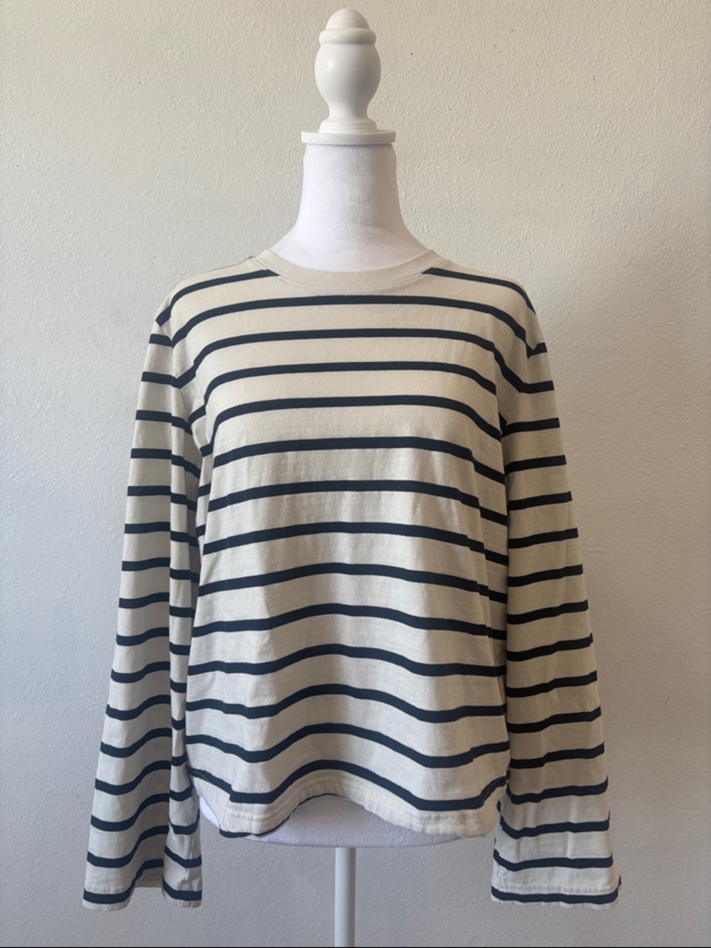 & Other Stories 100% Cotton Striped Long Sleeve Top with Bell Sleeves